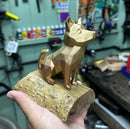Estátua Artesanal Cachorro Geométrico Dourado 3D