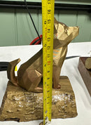 Estátua Artesanal Cachorro Geométrico Dourado 3D