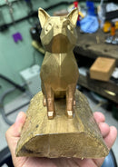 Estátua Artesanal Cachorro Geométrico Dourado 3D