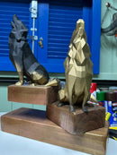 Estatueta Artesanal Casal de Lobos 3D