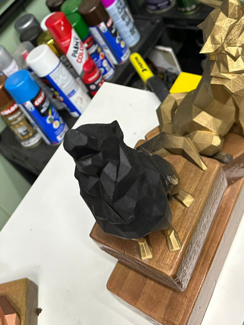 Estatueta Artesanal Casal de Lobos 3D