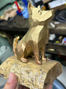 Estátua Artesanal Cachorro Geométrico Dourado 3D
