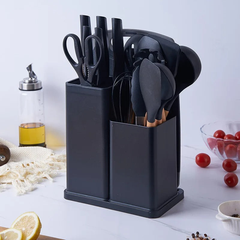 KIT Utensílios de Cozinha 19 Peças em Silicone
